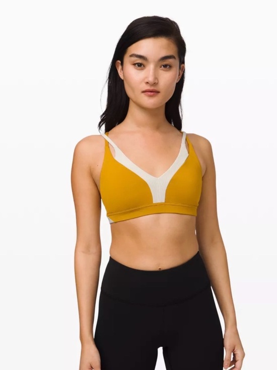 lululemon athletica Other - lululemon athletica V-Neck Contrast Trim Sports Bra - Mustard & Cream